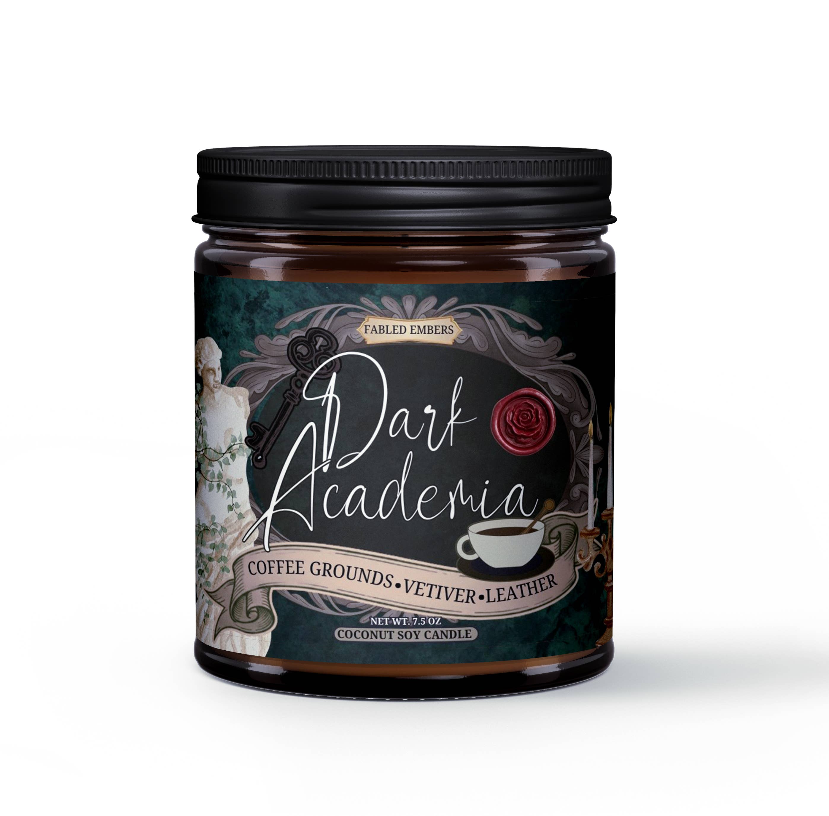 FABLED EMBERS* DARK ACADEMIA book lovers coconut soy wax candle