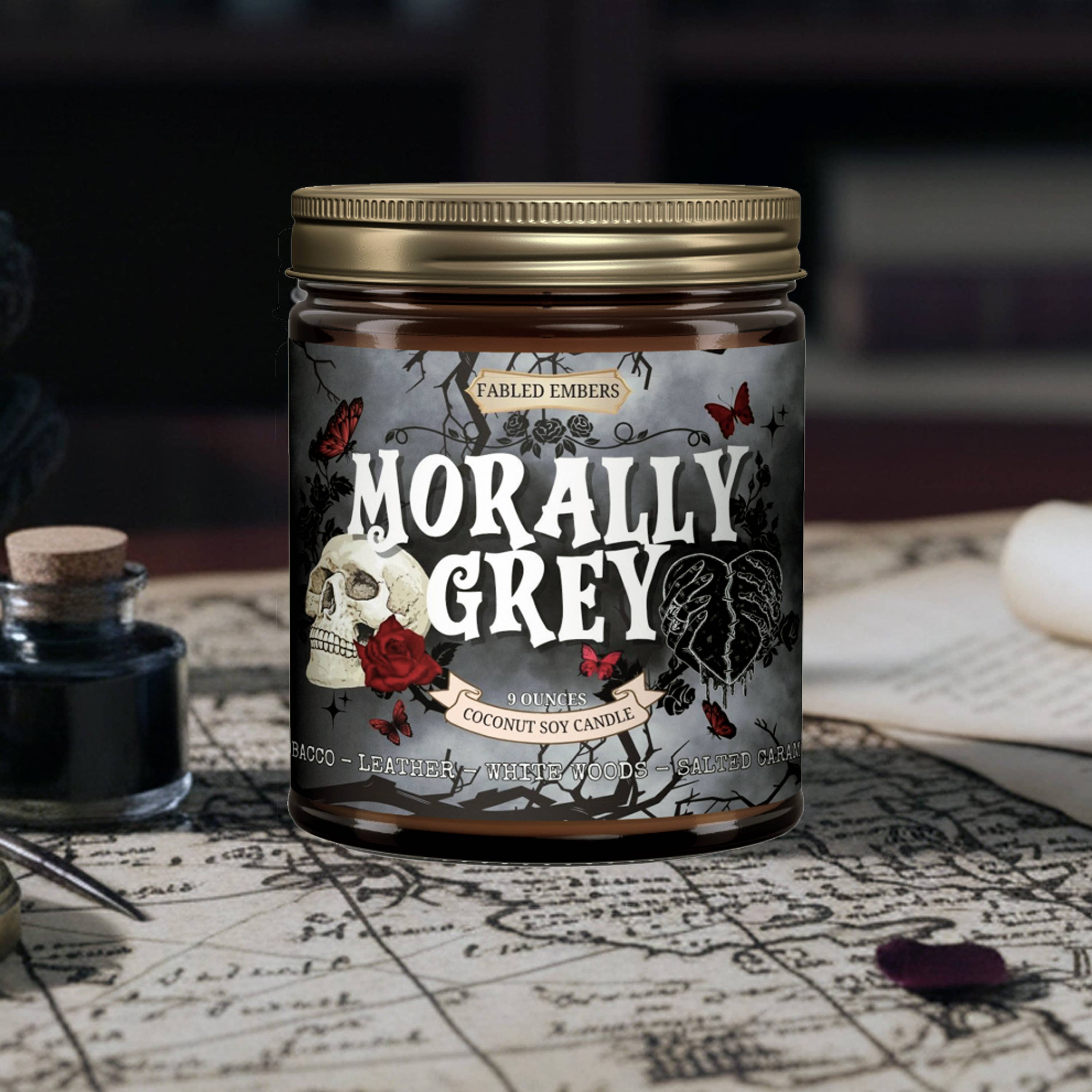 FABLED EMBERS* MORALLY GREY Book Lovers 9oz Candle Coconut Soy