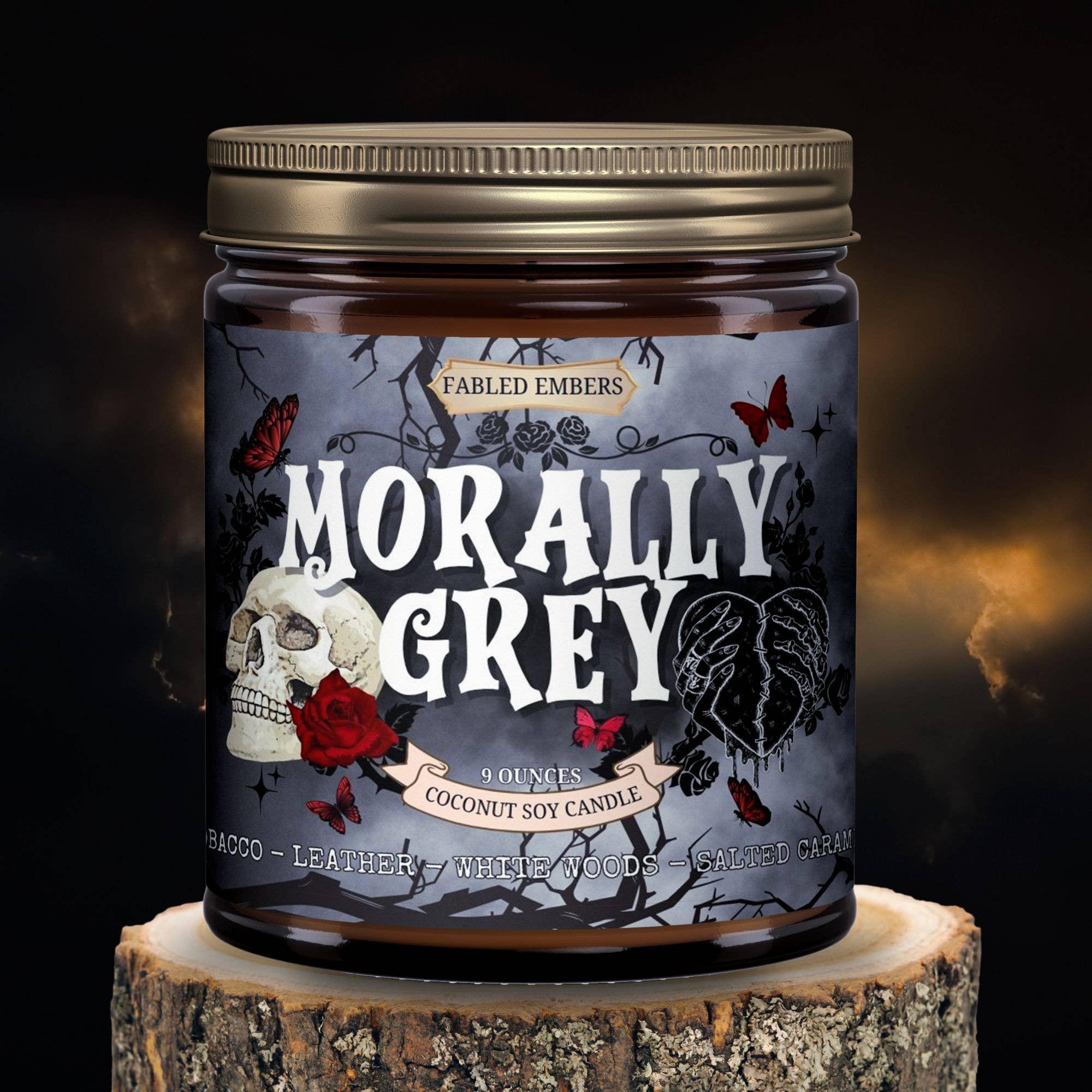 FABLED EMBERS* MORALLY GREY Book Lovers 9oz Candle Coconut Soy