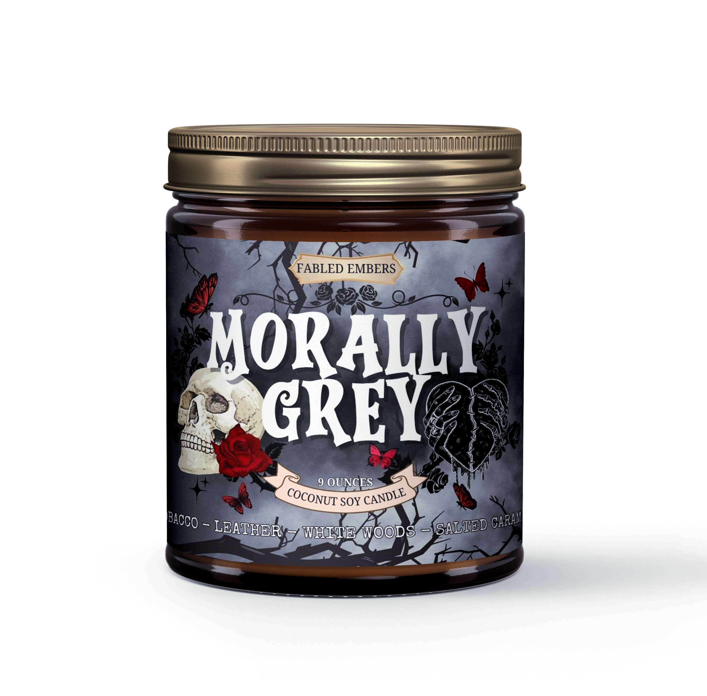 FABLED EMBERS* MORALLY GREY Book Lovers 9oz Candle Coconut Soy