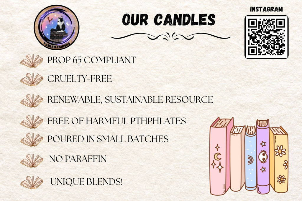 *FABLED EMBERS* DARK ACADEMIA book lovers coconut soy wax candle