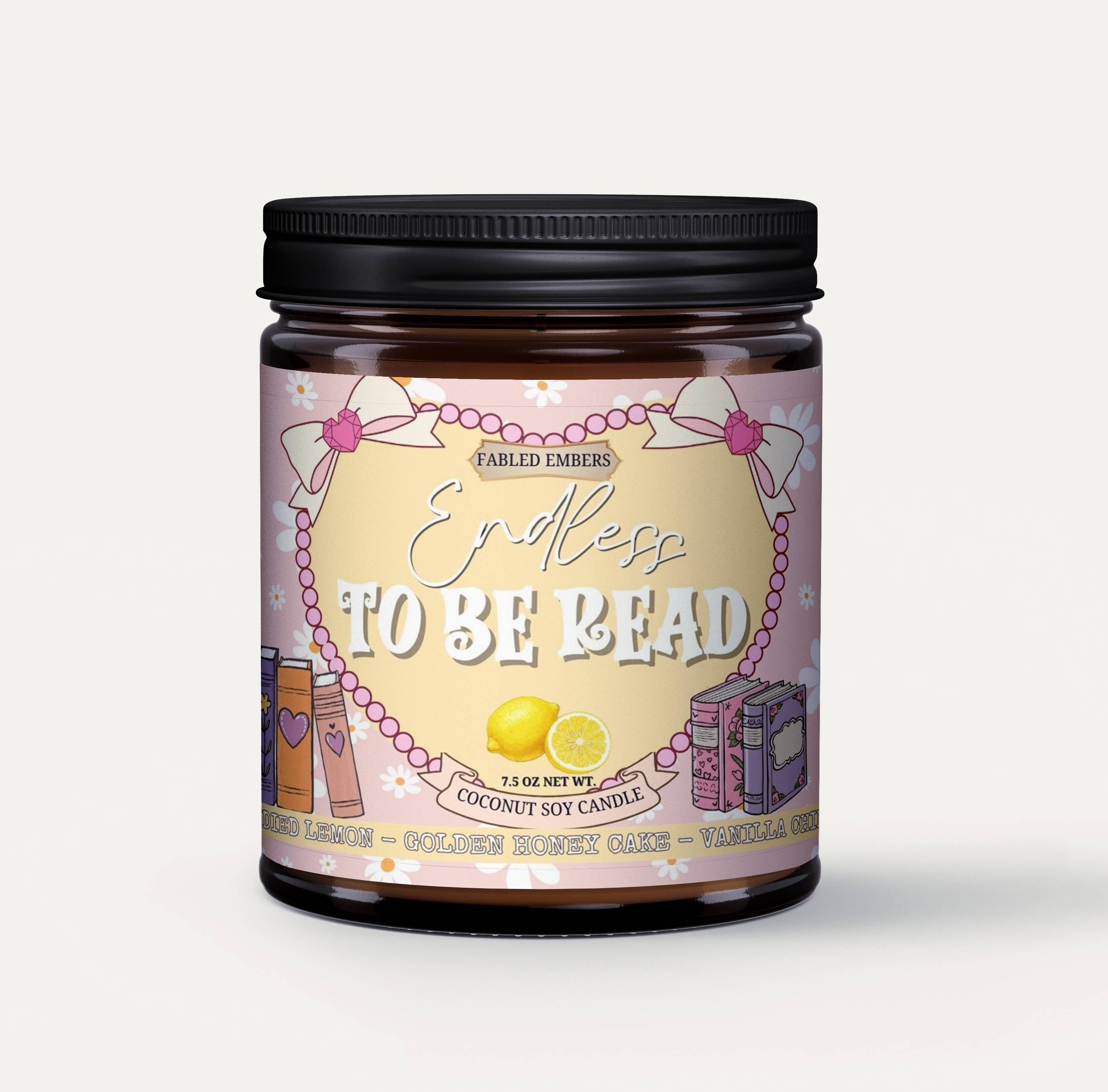 FABLED EMBERS* ENDLESS TO BE READ book lovers lemon square scented candle
